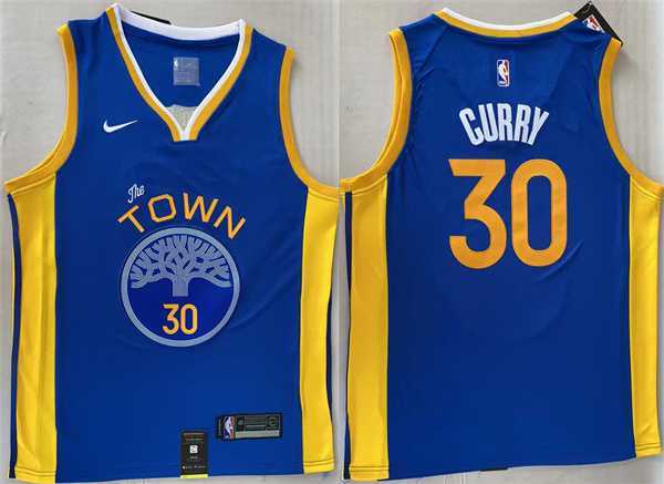 Men%27s Golden State Warriors #30 Stephen Curry Royal Stitched Jersey